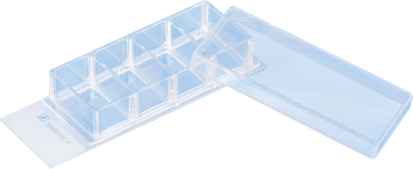 x-well Zellkulturkammer, 4 Well, auf Glas-Objektträger, ablösbarer Rahmen