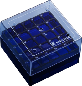 Caja Cryo, 75 x 75 x 52 mm, dimensión modular: 5 x 5, para 25 recipientes