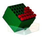 Caja de almacenamiento, tapa superior encajada, PP, dimensión modular: 6 x 6, para 36 recipientes