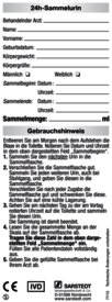 Adhesive label, (LxW): 150 x 55 mm, paper, for urine container 2 and 3 l, german