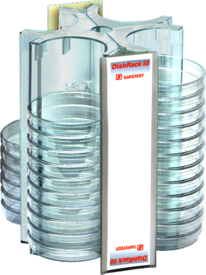 DishRack, hauteur : 240 mm, transparent, pour 52 boîtes de Petri jusqu’à 92 mm Ø