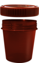 Flacon avec bouchon à vis, 100 ml, (Ø x h) : 57 x 76 mm, avec protection solaire, PP, marron