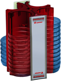 DishRack, altura: 240 mm, rojo, para 52 placas de Petri de un Ø de 92 mm