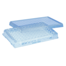 Placa microtest, 96 pocillo, tapa superior encajada, forma del fondo: cónico, PS, transparente