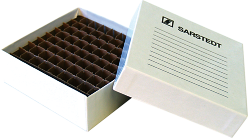 Caja de almacenamiento, tapa superior encajada, cartón, dimensión modular: 9 x 9, para 81 recipientes