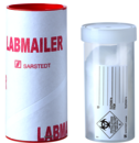 Emballage de transport, LabMailer Small, avec matériau absorbant, longueur : 82 mm, Ø orifice : 78 mm, bouchon assemblé