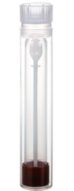 Tubo para fezes, com colher, tampa de rosca, (CxØ): 101 x 16,5 mm, transparente, estéril