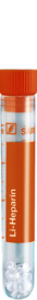 Probenröhre, Lithium Heparin LH, 4 ml, Verschluss orange, (LxØ): 75 x 12 mm, mit Druck