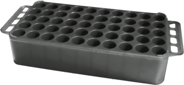 Block Rack D17, Ø da abertura: 17 mm, 5 x 10, cinza, com alça