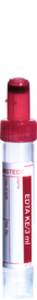 Probenröhre, EDTA K3E, 3 ml, Verschluss rot, (LxØ): 82 x 11,5 mm, mit Papieretikett