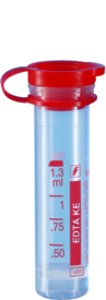 Microrrecipiente de amostra EDTA K3, 1,3 ml, tampa de pressão, EU