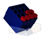 Caja de almacenamiento, tapa superior encajada, PP, dimensión modular: 4 x 4, para 16 recipientes