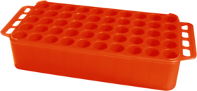 Block Rack D17, Ø opening: 17 mm, 5 x 10, orange, with handle