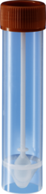 Tubo para fezes, com colher, tampa de rosca, (CxØ): 107 x 25 mm, transparente