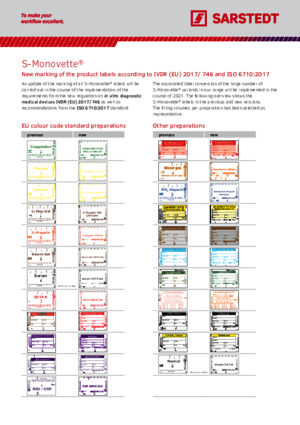 S-Monovette® - New marking of the product labels (EU-code)