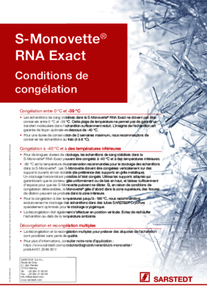 S-Monovette® RNA Exact - Conditions de congélation