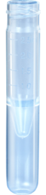 Tubo roscado, 2,5 ml, (LxØ): 75 x 13 mm, fondo intermedio cónico, fondo del tubo redondeado, PP, 442 unidades/envase apilado