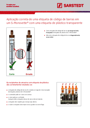 Correct application of barcode label to  S-Monovette®