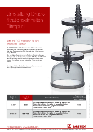 Pressure filtration units Filtropur L conversion