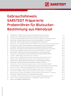 SARSTEDT prepared sample tubes for blood glucose testing from haemolysate
