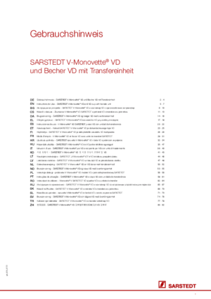 SARSTEDT V-Monovette® VD and VD cup with transfer unit