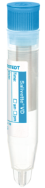 Salivette® VD, mit Watterolle, Verschluss: hellblau, mit Papieretikett