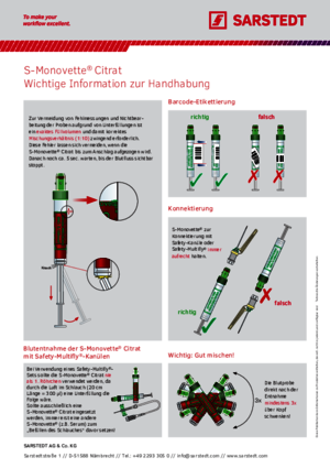 Handhabung S-Monovette® Citrat