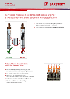 Korrektes Kleben eines Barcodeetikettes auf einer S-Monovette®