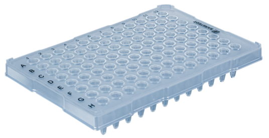Placa PCR medio faldón, 96 pocillo, transparente, Perfil alto, 200 µl, Biosphere® plus, PP