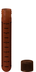 Tube avec bouchon à vis, 5 ml, (L x Ø) : 75 x 13 mm, fond rond, PP, bouchon séparé