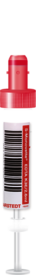 S-Monovette® EDTA K3E, 2.6 ml, cap red, (LxØ): 65 x 13 mm, with plastic label pre-barcoded, Pre-barcode with 8-digit unique number range and 3-digit prefix