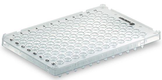 PCR plate half skirt, 96 well, transparent, Low Profile, 100 µl, PCR Performance Tested, PP