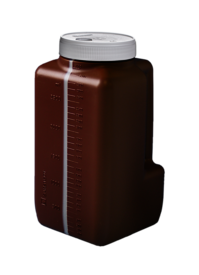 Urine container NFT, 3 l, with integrated needle-free transfer unit, brown, with light protection, graduated