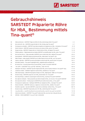 SARSTEDT prepared tubes for HbA1c testing using Tina-quant®