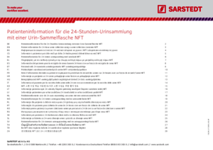 Patient information for 24-hour urine collection using a urine collection container NFT