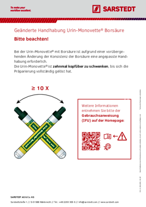 Urin-Monovette® mit Borsäure