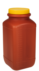 Botella de recogida de orina, 2 l, marrón, con protección contra la luz, graduada
