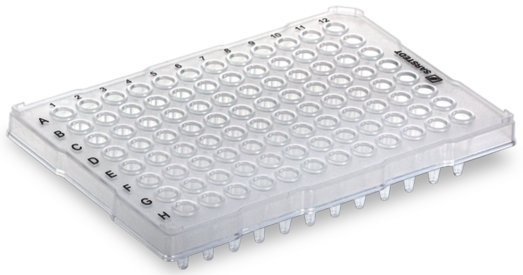 Plaque PCR demi-jupe, 96 puits, transparent, High profile, 200 µl, PCR Performance Tested, PP