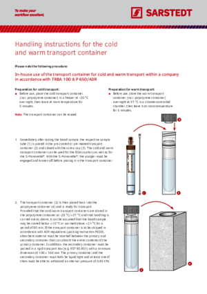 User Guide Cool and warm transport container
