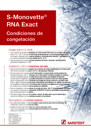 S-Monovette® RNA Exact - Condiciones de congelación