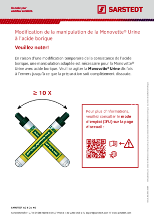 Monovette® Urine à l'acide borique