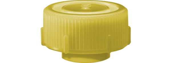 Bouchon à vis, jaune, compatible avec récipients d’expédition 126 x 30 mm