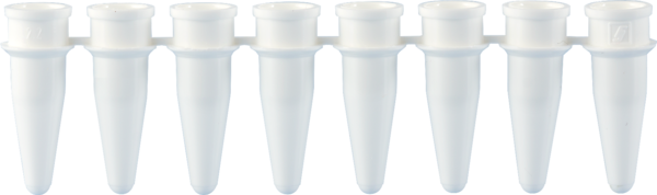Tira 8 recipientes PCR, 200 µl, PCR Performance Tested, blanco, PP
