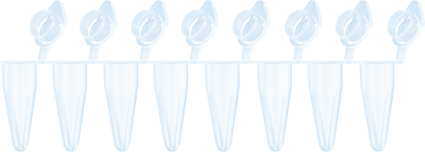 PCR-8er-Kette, 100 µl, PCR Performance Tested, transparent, PP, flacher Verschluss