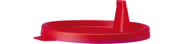 Snap-on lid, with spout, PE, red, 100 piece(s)/bag