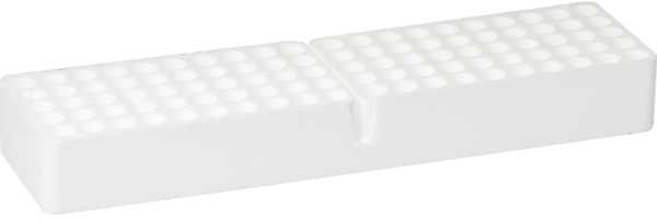 Gradilla, poliestireno expandido, dimensión modular: 20 x 5, adecuada para tubos Ø 15 y 16 mm
