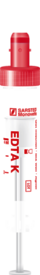 S-Monovette® EDTA K3, 4 ml, tampa vermelha, (CxØ): 75 x 15 mm, com etiqueta de plástico