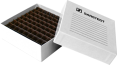 Storage box, slip-on lid, cardboard, format: 9 x 9, for 81 collection tubes