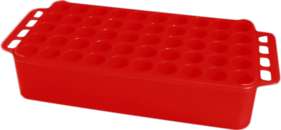 Rack S-Monovette® D17, Ø orifice : 17 mm, 5 x 10, rouge, avec poignée