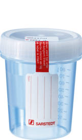 Copo de rosca, 100 ml, (ØxA): 57 x 76 mm, PP, com rótulo de segurança, transparente